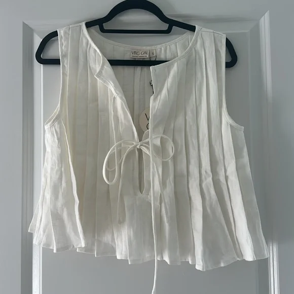 NWT VRG GRL Valeria Linen Top White - Picture 4 of 7